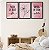Kit 3 Quadros Decorativos Desenho De Uma Flor Fundo Rosa Com Frase - Imagem 9