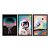 Kit 3 Quadros Decorativos Astronauta Em Traje Espacial Com Planetas Ao Fundo - Imagem 3