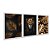 Kit 3 Quadros Decorativos Leão Encarando Plantas Douradas Abstrato - Imagem 2