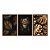 Kit 3 Quadros Decorativos Leão Encarando Plantas Douradas Abstrato - Imagem 5