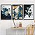 Kit 3 Quadros Decorativos Ladrilhos De Mármore Azul E Brancos Detalhes Dourados - Imagem 9