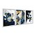 Kit 3 Quadros Decorativos Ladrilhos De Mármore Azul E Brancos Detalhes Dourados - Imagem 2