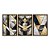 Kit 3 Quadros Decorativos Ladrilhos De Mármore Dourados Brancos E Pretos - Imagem 5