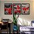 Kit 3 Quadros Decorativos Flores Vermelhas No Campo Preto E Branco - Imagem 9
