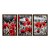 Kit 3 Quadros Decorativos Flores Vermelhas No Campo Preto E Branco - Imagem 5