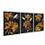 Kit 3 Quadros Decorativos Desenho Flor Amarela E Cinza Com Fundo Preto - Imagem 4