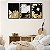 Kit 3 Quadros Decorativos Flores Douradas Brancas e Pretas Fundo Preto - Imagem 7