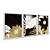 Kit 3 Quadros Decorativos Flores Douradas Brancas e Pretas Fundo Preto - Imagem 2