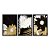 Kit 3 Quadros Decorativos Flores Douradas Brancas e Pretas Fundo Preto - Imagem 3