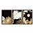 Kit 3 Quadros Decorativos Flores Douradas Brancas e Pretas Fundo Preto - Imagem 5
