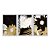 Kit 3 Quadros Decorativos Flores Douradas Brancas e Pretas Fundo Preto - Imagem 1