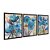 Kit 3 Quadros Decorativos Efeito Pintura Aquarela Flores Azuis Fundo Amarelo Desfocado - Imagem 4