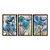 Kit 3 Quadros Decorativos Efeito Pintura Aquarela Flores Azuis Fundo Amarelo Desfocado - Imagem 5