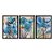 Kit 3 Quadros Decorativos Efeito Pintura Aquarela Flores Azuis Fundo Amarelo Desfocado - Imagem 3
