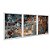 Kit 3 Quadros Decorativos Abstrato Tintas Misturadas Dourado Moderno - Imagem 2