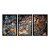 Kit 3 Quadros Decorativos Abstrato Tintas Misturadas Dourado Moderno - Imagem 3