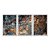 Kit 3 Quadros Decorativos Abstrato Tintas Misturadas Dourado Moderno - Imagem 1