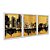 Kit 3 Quadros Decorativos Pintura Do Horizonte De Uma Cidade Abstrata Céu E Mar Dourados - Imagem 2