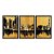 Kit 3 Quadros Decorativos Pintura Do Horizonte De Uma Cidade Abstrata Céu E Mar Dourados - Imagem 3