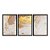 Kit 3 Quadros Decorativos Efeito Pintura Pinceladas de Tinta Rosa Detalhes Dourados - Imagem 3
