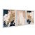 Kit 3 Quadros Decorativos Efeito Pintura Pinceladas de Tinta Azul Rosa Detalhes Dourados - Imagem 2