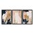 Kit 3 Quadros Decorativos Efeito Pintura Pinceladas de Tinta Azul Rosa Detalhes Dourados - Imagem 3