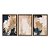 Kit 3 Quadros Decorativos Efeito Pintura Pinceladas de Tinta Azul Rosa Detalhes Dourados - Imagem 5