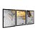 Kit 3 Quadros Decorativos Efeito Pintura Manchas de Tinta Azul Rosa Detalhes Dourados - Imagem 4