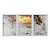 Kit 3 Quadros Decorativos Efeito Pintura Manchas de Tinta Azul Rosa Detalhes Dourados - Imagem 1