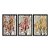 Kit 3 Quadros Decorativos Folhas Vermelhas E Amarelas Sobre Fundo Cinza Abstrato - Imagem 3
