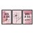 Kit 3 Quadros Decorativos Desenho Flor Fundo Rosa Frase Regiliosa - Imagem 3