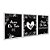 Kit 3 Quadros Decorativos Desenho Preto E Branco Coração Rodeado De Rosas Frase Religiosa - Imagem 2