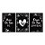 Kit 3 Quadros Decorativos Desenho Preto E Branco Coração Rodeado De Rosas Frase Religiosa - Imagem 3