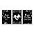 Kit 3 Quadros Decorativos Desenho Preto E Branco Coração Rodeado De Rosas Frase Religiosa - Imagem 1