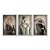 Kit 3 Quadros Decorativos Animais Usando Roupas Humanas Fundo Bege - Imagem 1