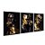 Kit 3 Quadros Decorativos Mulher Preto Tintura Dourada Abstrato - Imagem 4