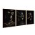 Kit 3 Quadros Decorativos Mulher Preto Tintura Dourada Colares Dourados Abstrato - Imagem 6