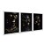 Kit 3 Quadros Decorativos Mulher Preto Tintura Dourada Colares Dourados Abstrato - Imagem 2