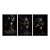 Kit 3 Quadros Decorativos Mulher Preto Tintura Dourada Colares Dourados Abstrato - Imagem 3