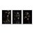 Kit 3 Quadros Decorativos Mulher Preto Tintura Dourada Colares Dourados Abstrato - Imagem 1