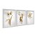 Kit 3 Quadros Decorativos Flores Douradas Sob Superfície Branca - Imagem 2