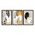 Kit 3 Quadros Decorativos Plantas Pretas e Douradas Fundo Cinza Abstrato - Imagem 3