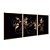 Kit 3 Quadros Decorativos Flores Douradas Fundo Preto Moderno - Imagem 6