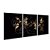Kit 3 Quadros Decorativos Flores Douradas Fundo Preto Moderno - Imagem 4