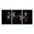 Kit 3 Quadros Decorativos Flores Douradas Fundo Preto Moderno - Imagem 3