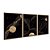 Kit 3 Quadros Decorativos Fundo Preto Pepitas de Ouro Linhas Douradas Abstratos - Imagem 6