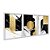 Kit 3 Quadros Decorativos Fundo Mármore Preto E Branco Círculo De Ouro Detalhes Dourados - Imagem 2