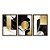 Kit 3 Quadros Decorativos Fundo Mármore Preto E Branco Círculo De Ouro Detalhes Dourados - Imagem 5