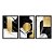 Kit 3 Quadros Decorativos Fundo Mármore Preto E Branco Círculo De Ouro Detalhes Dourados - Imagem 3