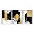 Kit 3 Quadros Decorativos Fundo Mármore Preto E Branco Círculo De Ouro Detalhes Dourados - Imagem 1